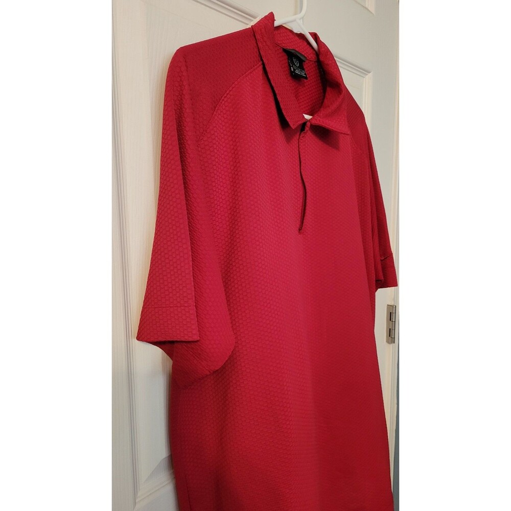 Nike Golf Men Large L Red 1/4 Zip Short Sleeve Polo Shirt Textured Spandex